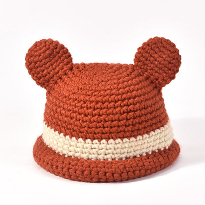 Cute Frog Eared Cotton Knitted Bucket Hat