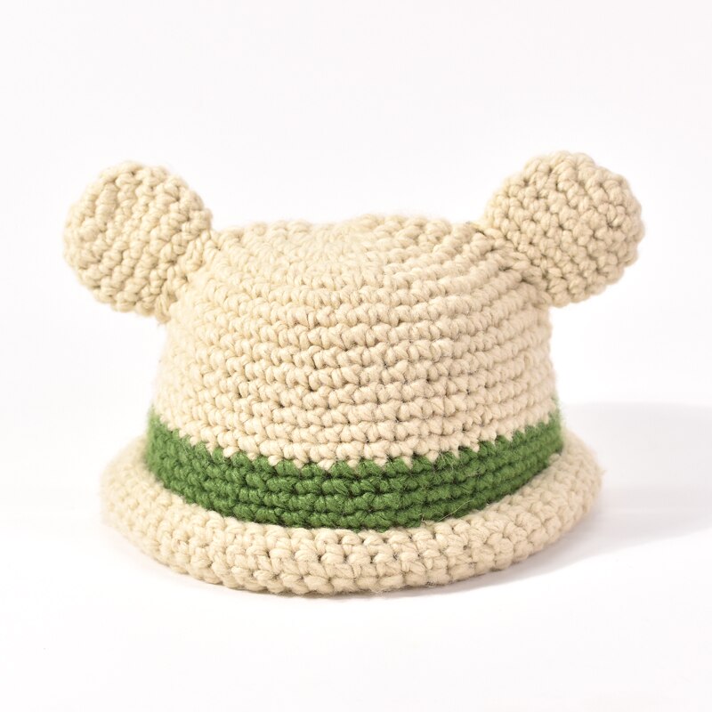 Cute Frog Eared Cotton Knitted Bucket Hat