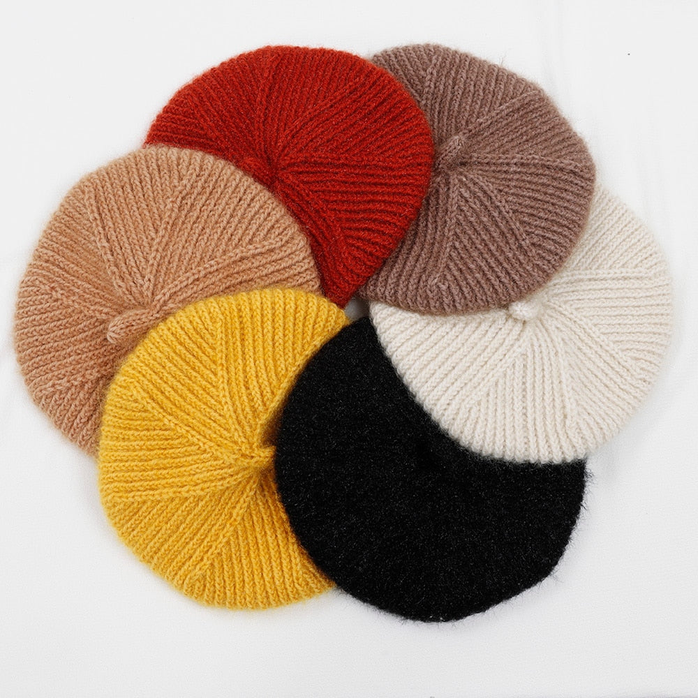 Hollowed Elegant Cotton Knitted Autumn Beret