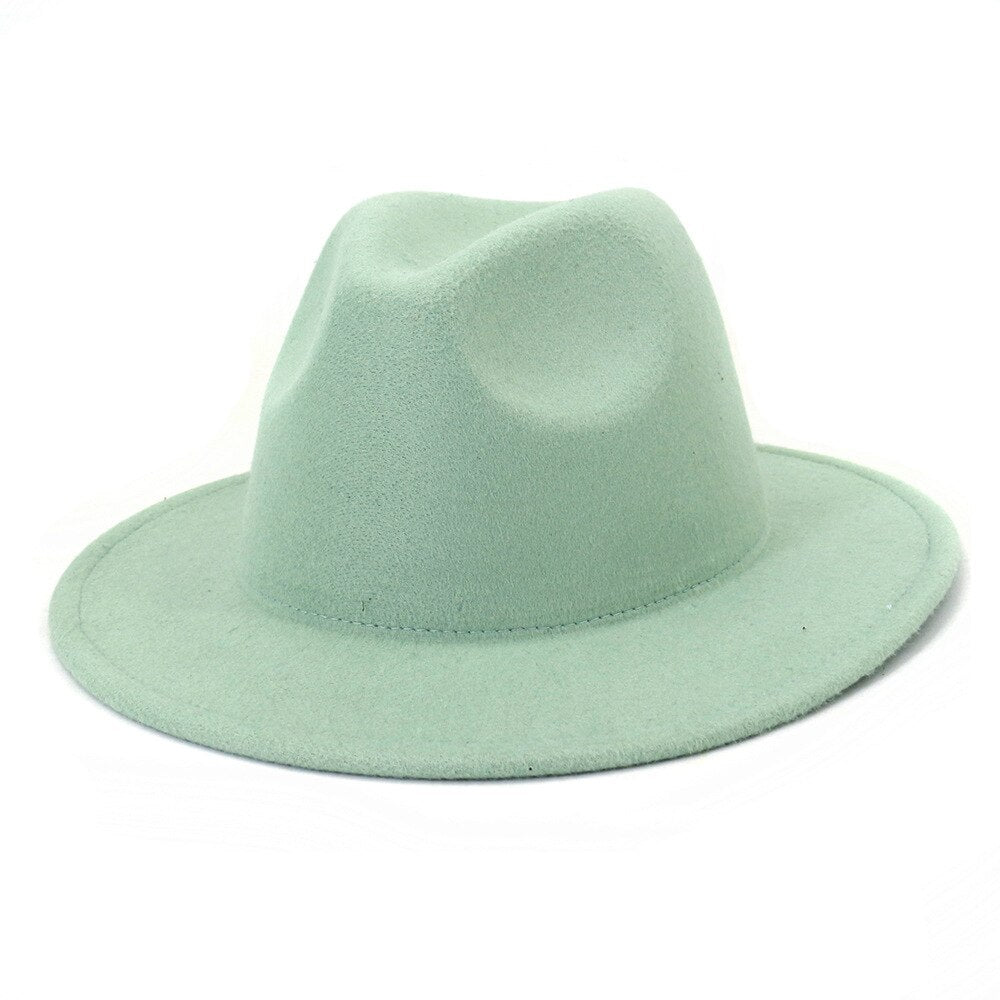 Vintage Flat & Wide Brim Wool Fedora Hat