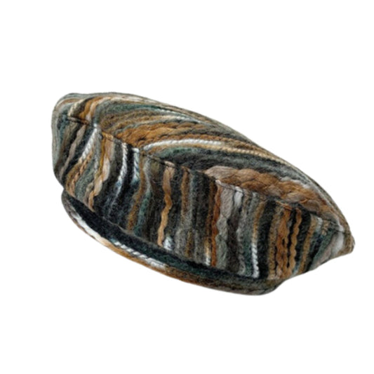 Abstract Designed Wool Knitted Striped Beret