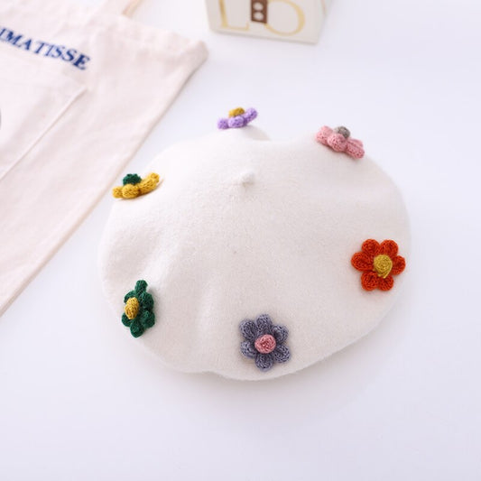 Cute Handmade Children's Flower Painter's Beret