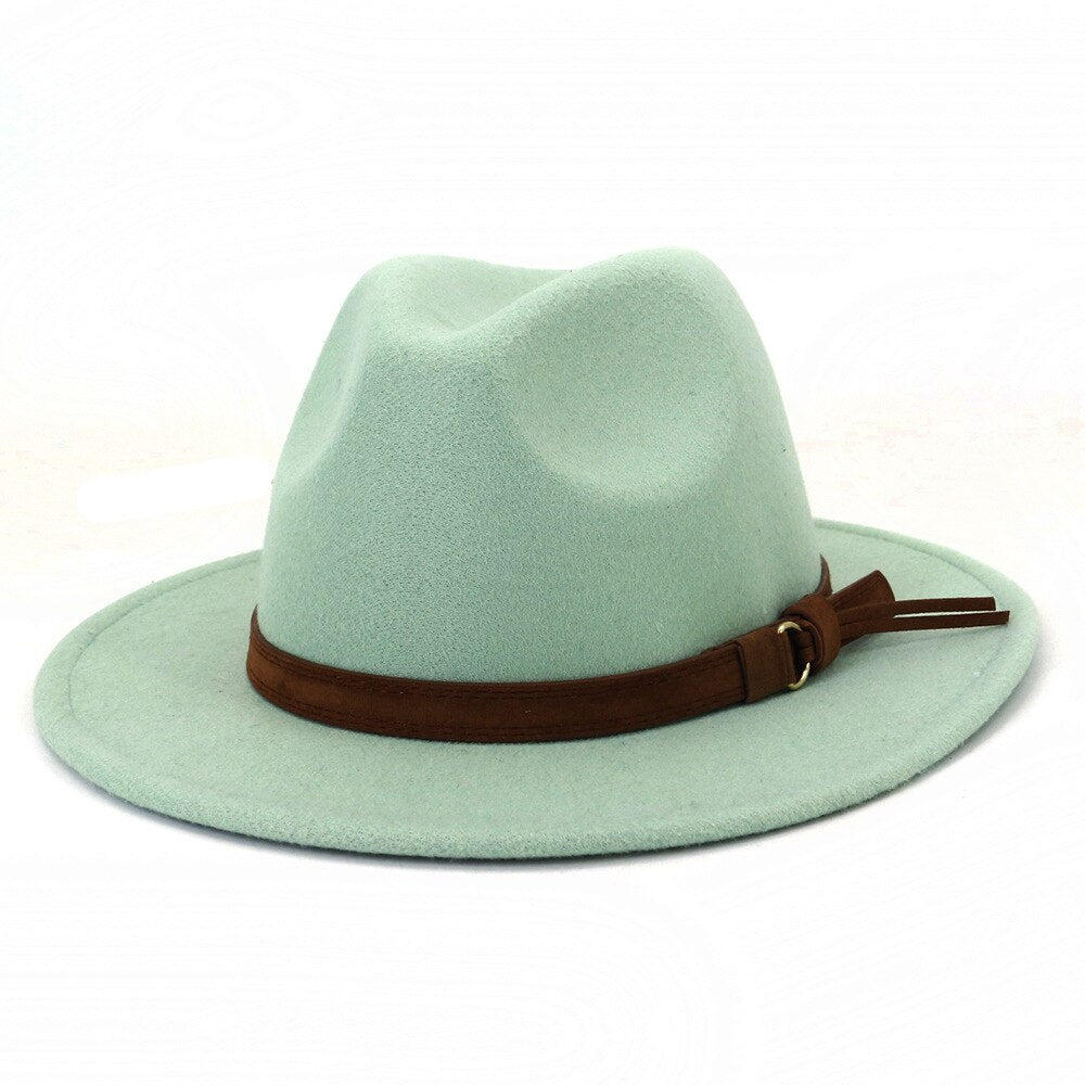 Vintage Flat & Wide Brim Wool Fedora Hat