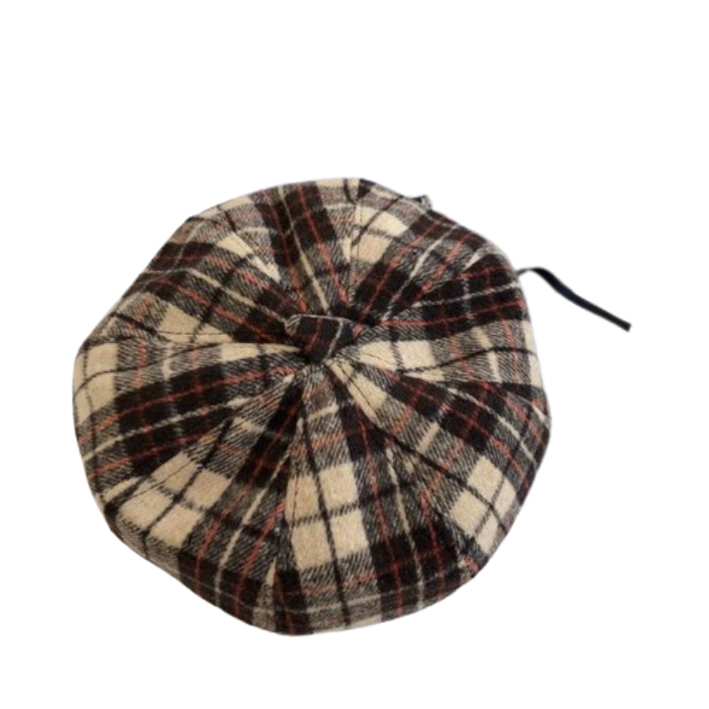 Fashionable Woolen Retro Plaid Hats