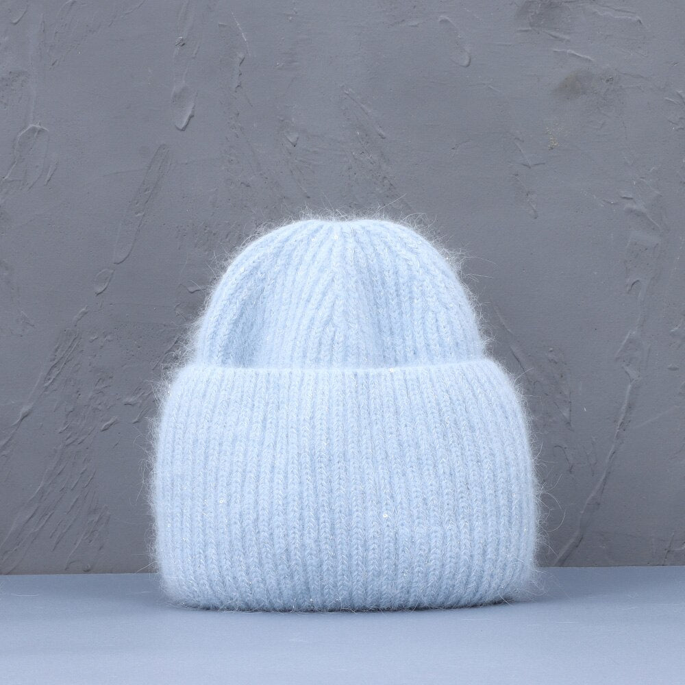 Autumn & Winter Rabbit Fur & Cashmere Knitted Warm Beanie