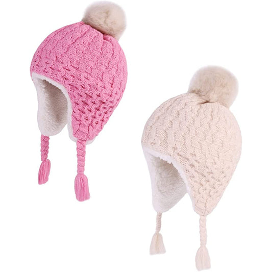 Toddler Kids Ear Flap Knit Winter Hat