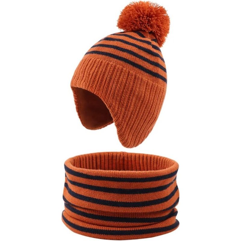 Unisex Knitted Baby Hat Scarf Set Warm Boys Girls Beanie