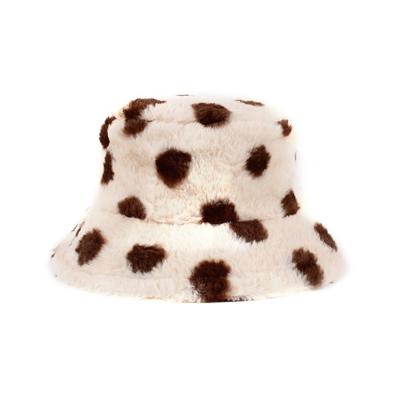 Plush Letter & Polka Dot Patterned Bucket Hat
