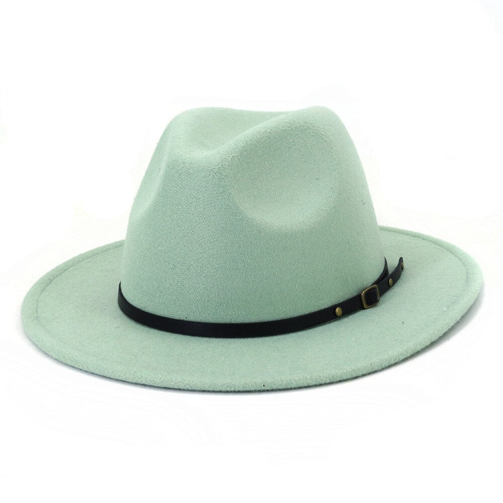 Vintage Flat & Wide Brim Wool Fedora Hat