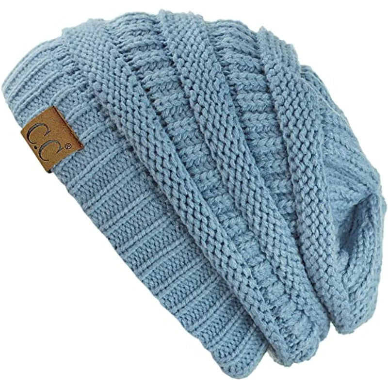Solid And Chunky Soft Stretch Cable Knit Beanie