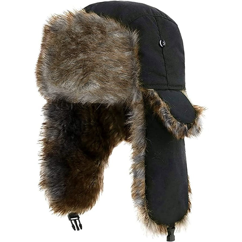 Warm Russian Trooper Fur Earflap Winter Skiing Hat
