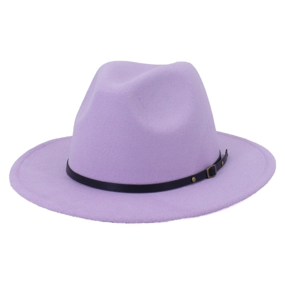 Vintage Flat & Wide Brim Wool Fedora Hat