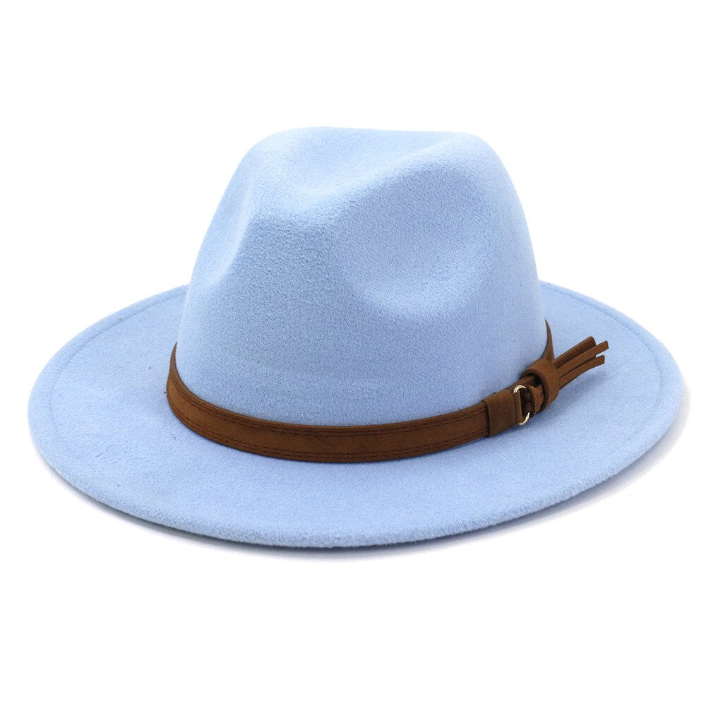 Vintage Flat & Wide Brim Wool Fedora Hat