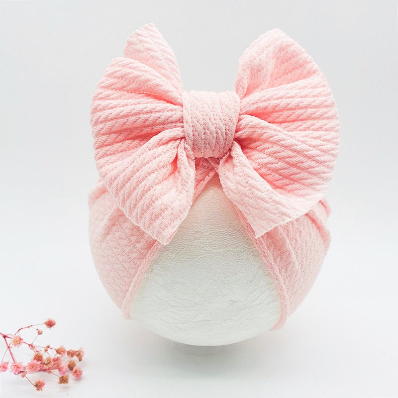 Solid Color Beanie Bow Headbands For Kids