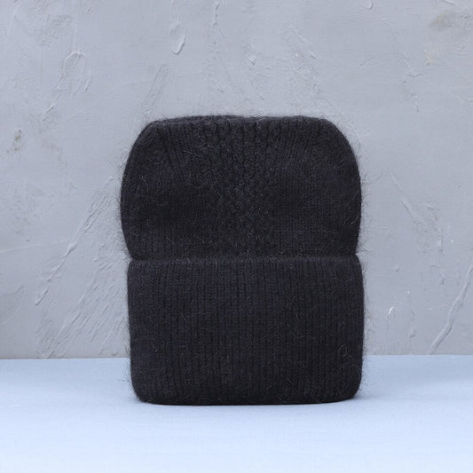 Rabbit Fur & Cashmere Knitted Winter Beanie With Ears