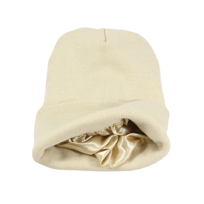 Winter Silk Satin Lined Beanie Hats