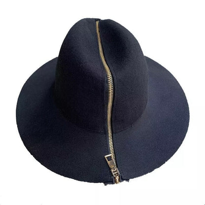 Wool French Pearl Elegant Zip Design Fedora Hats