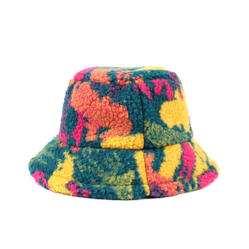 Plush Letter & Polka Dot Patterned Bucket Hat