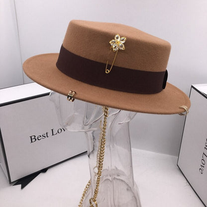 British Wool Flat Topped Chain Fedora