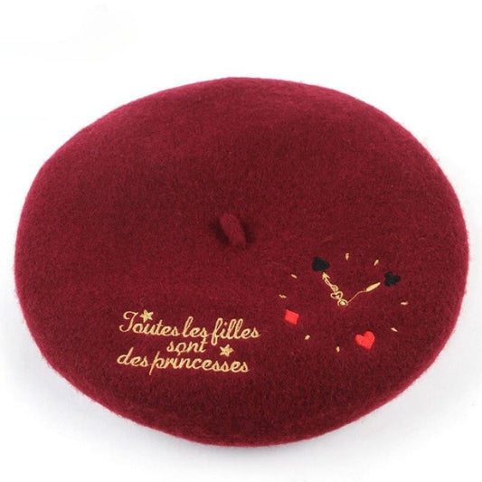 Women's Embroidered Warm Wool Winter Berets