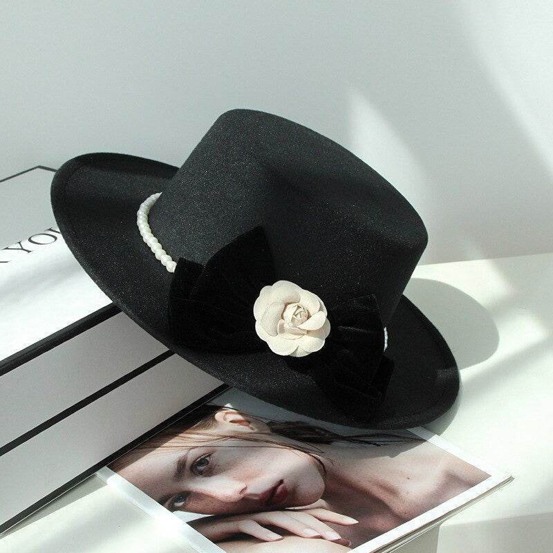 Wool French Pearl Elegant Zip Design Fedora Hats