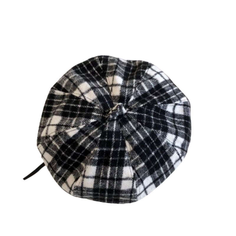 Fashionable Woolen Retro Plaid Hats