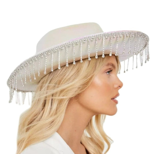 Stylish Rhinestones Tassel Cowgirl Hat