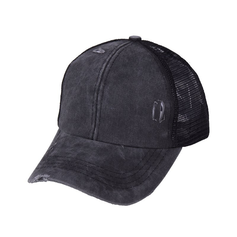 Washed Cotton Ponytail Friendly Baseball Cap