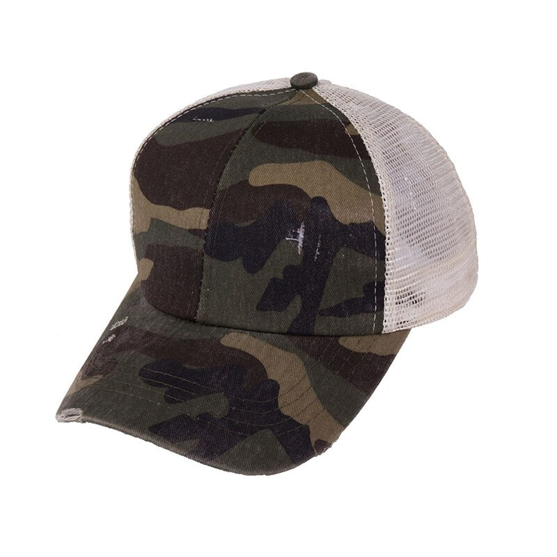 Washed Cotton Ponytail Friendly Baseball Cap