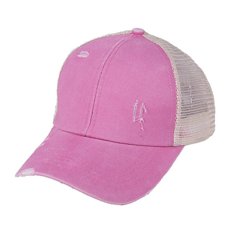 Washed Cotton Ponytail Friendly Baseball Cap