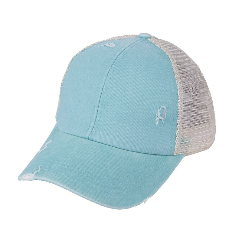 Washed Cotton Ponytail Friendly Baseball Cap