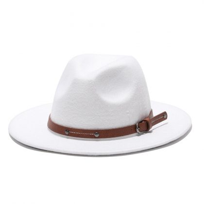 Flat Brim Jazz Fedora With Thick Vintage Buckle